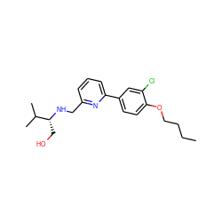 CCCCOc1ccc(-c2cccc(CN[C@H](CO)C(C)C)n2)cc1Cl ZINC000216168575