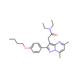 CCCCOc1ccc(-c2nn3c(C)cc(C)nc3c2CC(=O)N(CC)CC)cc1 ZINC000064540721