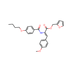 CCCCOc1ccc(C(=O)N/C(=C\c2ccc(OC)cc2)C(=O)OCc2ccco2)cc1 ZINC000008687552