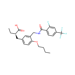 CCCCOc1ccc(C[C@@H](CC)C(=O)O)cc1CNC(=O)c1ccc(C(F)(F)F)cc1F ZINC000028652283