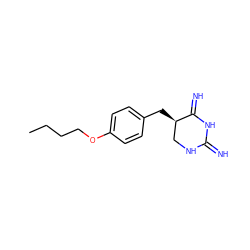 CCCCOc1ccc(C[C@@H]2CNC(=N)NC2=N)cc1 ZINC000013757663