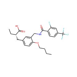 CCCCOc1ccc(C[C@H](CC)C(=O)O)cc1CNC(=O)c1ccc(C(F)(F)F)cc1F ZINC000028652287