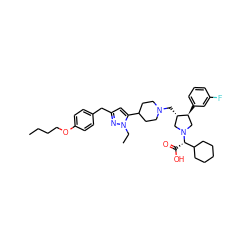 CCCCOc1ccc(Cc2cc(C3CCN(C[C@H]4CN([C@@H](C(=O)O)C5CCCCC5)C[C@@H]4c4cccc(F)c4)CC3)n(CC)n2)cc1 ZINC000028017180