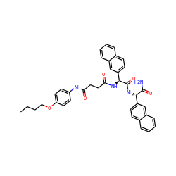 CCCCOc1ccc(NC(=O)CCC(=O)N[C@H](C(=O)N[C@H](C(N)=O)c2ccc3ccccc3c2)c2ccc3ccccc3c2)cc1 ZINC000084634004