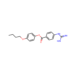 CCCCOc1ccc(OC(=O)c2ccc(NC(=N)N)cc2)cc1 ZINC000027561016