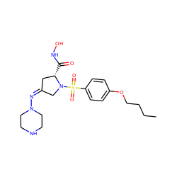 CCCCOc1ccc(S(=O)(=O)N2C/C(=N\N3CCNCC3)C[C@@H]2C(=O)NO)cc1 ZINC000027621207