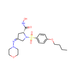 CCCCOc1ccc(S(=O)(=O)N2C/C(=N\N3CCOCC3)C[C@@H]2C(=O)NO)cc1 ZINC000027625212