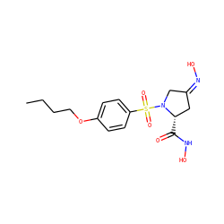 CCCCOc1ccc(S(=O)(=O)N2C/C(=N\O)C[C@@H]2C(=O)NO)cc1 ZINC000013803420