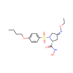 CCCCOc1ccc(S(=O)(=O)N2C/C(=N\OCC)C[C@@H]2C(=O)NO)cc1 ZINC000027618642