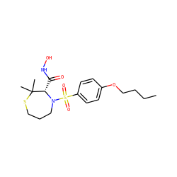 CCCCOc1ccc(S(=O)(=O)N2CCCSC(C)(C)[C@@H]2C(=O)NO)cc1 ZINC000013801764