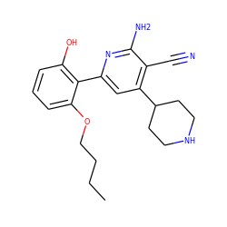 CCCCOc1cccc(O)c1-c1cc(C2CCNCC2)c(C#N)c(N)n1 ZINC000028359491