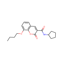 CCCCOc1cccc2cc(C(=O)NC3CCCC3)c(=O)oc12 ZINC000211043831