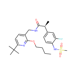 CCCCOc1nc(C(C)(C)C)ccc1CNC(=O)[C@@H](C)c1ccc(NS(C)(=O)=O)c(F)c1 ZINC000146281790