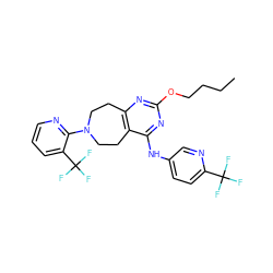 CCCCOc1nc2c(c(Nc3ccc(C(F)(F)F)nc3)n1)CCN(c1ncccc1C(F)(F)F)CC2 ZINC000145175010