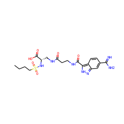 CCCCS(=O)(=O)N[C@@H](CNC(=O)CCNC(=O)c1[nH]nc2cc(C(=N)N)ccc12)C(=O)O ZINC000013776223