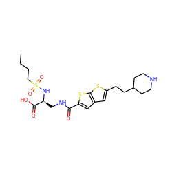 CCCCS(=O)(=O)N[C@@H](CNC(=O)c1cc2cc(CCC3CCNCC3)sc2s1)C(=O)O ZINC000003932407