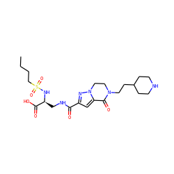 CCCCS(=O)(=O)N[C@@H](CNC(=O)c1cc2n(n1)CCN(CCC1CCNCC1)C2=O)C(=O)O ZINC000003952180