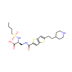 CCCCS(=O)(=O)N[C@@H](CNC(=O)c1cc2sc(CCC3CCNCC3)cc2s1)C(=O)O ZINC000013798428