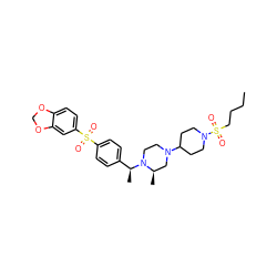 CCCCS(=O)(=O)N1CCC(N2CCN([C@@H](C)c3ccc(S(=O)(=O)c4ccc5c(c4)OCO5)cc3)[C@H](C)C2)CC1 ZINC000027870888