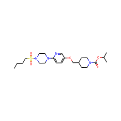 CCCCS(=O)(=O)N1CCN(c2ccc(OCC3CCN(C(=O)OC(C)C)CC3)cn2)CC1 ZINC000049066647