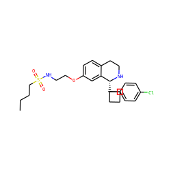 CCCCS(=O)(=O)NCCOc1ccc2c(c1)[C@@H](C1(c3ccc(Cl)cc3)CCC1)NCC2 ZINC000114982993