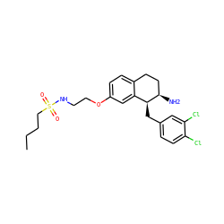 CCCCS(=O)(=O)NCCOc1ccc2c(c1)[C@H](Cc1ccc(Cl)c(Cl)c1)[C@H](N)CC2 ZINC000142560815