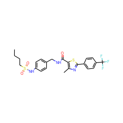 CCCCS(=O)(=O)Nc1ccc(CNC(=O)c2sc(-c3ccc(C(F)(F)F)cc3)nc2C)cc1 ZINC000028978845