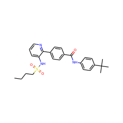 CCCCS(=O)(=O)Nc1cccnc1-c1ccc(C(=O)Nc2ccc(C(C)(C)C)cc2)cc1 ZINC000038149568