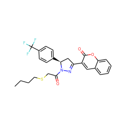 CCCCSCC(=O)N1N=C(c2cc3ccccc3oc2=O)C[C@@H]1c1ccc(C(F)(F)F)cc1 ZINC000103267745