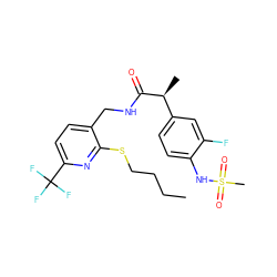 CCCCSc1nc(C(F)(F)F)ccc1CNC(=O)[C@@H](C)c1ccc(NS(C)(=O)=O)c(F)c1 ZINC000060326902