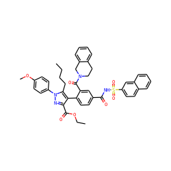 CCCCc1c(-c2ccc(C(=O)NS(=O)(=O)c3ccc4ccccc4c3)cc2C(=O)N2CCc3ccccc3C2)c(C(=O)OCC)nn1-c1ccc(OC)cc1 ZINC000095551524