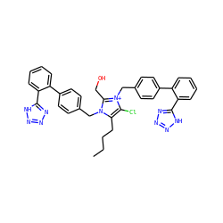 CCCCc1c(Cl)[n+](Cc2ccc(-c3ccccc3-c3nnn[nH]3)cc2)c(CO)n1Cc1ccc(-c2ccccc2-c2nnn[nH]2)cc1 ZINC000095588006