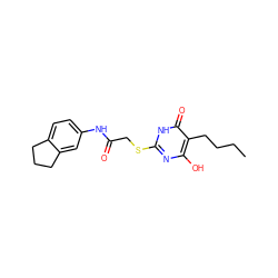 CCCCc1c(O)nc(SCC(=O)Nc2ccc3c(c2)CCC3)[nH]c1=O ZINC000013116529