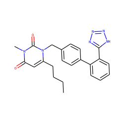 CCCCc1cc(=O)n(C)c(=O)n1Cc1ccc(-c2ccccc2-c2nnn[nH]2)cc1 ZINC000001886344