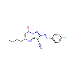 CCCCc1cc(=O)n2nc(NCc3ccc(Cl)cc3)c(C#N)c2[nH]1 ZINC000473247220