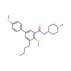 CCCCc1cc(-c2ccc(OC)cc2)cc(C(=O)N[C@H]2CC[C@@H](C)CC2)c1OC ZINC000299860742