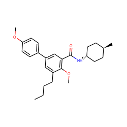 CCCCc1cc(-c2ccc(OC)cc2)cc(C(=O)N[C@H]2CC[C@H](C)CC2)c1OC ZINC000299860743