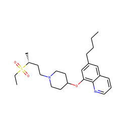 CCCCc1cc(OC2CCN(CC[C@@H](C)S(=O)(=O)CC)CC2)c2ncccc2c1 ZINC000059028565