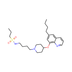 CCCCc1cc(OC2CCN(CCCCNS(=O)(=O)CCC)CC2)c2ncccc2c1 ZINC000059026554