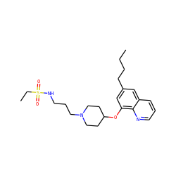 CCCCc1cc(OC2CCN(CCCNS(=O)(=O)CC)CC2)c2ncccc2c1 ZINC000059028795