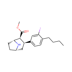 CCCCc1ccc([C@H]2C[C@@H]3CC[C@@H](N3)[C@H]2C(=O)OC)cc1I ZINC000073198107