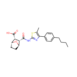 CCCCc1ccc(-c2nc(NC(=O)[C@@H]3[C@H]4CC[C@@H](O4)[C@@H]3C(=O)O)sc2C)cc1 ZINC000169367259