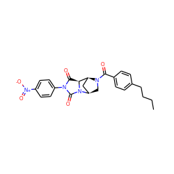 CCCCc1ccc(C(=O)N2C[C@@H]3C[C@H]2[C@@H]2C(=O)N(c4ccc([N+](=O)[O-])cc4)C(=O)N32)cc1 ZINC000028460009