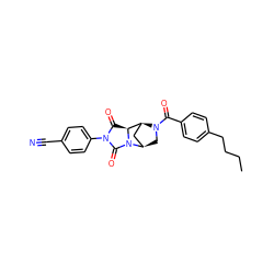 CCCCc1ccc(C(=O)N2C[C@@H]3C[C@H]2[C@@H]2C(=O)N(c4ccc(C#N)cc4)C(=O)N32)cc1 ZINC000028464237