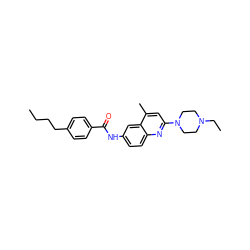 CCCCc1ccc(C(=O)Nc2ccc3nc(N4CCN(CC)CC4)cc(C)c3c2)cc1 ZINC000020108587