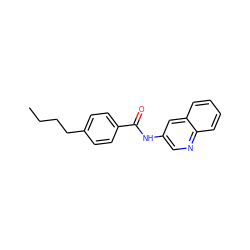 CCCCc1ccc(C(=O)Nc2cnc3ccccc3c2)cc1 ZINC000002228626