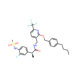 CCCCc1ccc(COc2nc(C(F)(F)F)ccc2CNC(=O)[C@@H](C)c2ccc(NS(C)(=O)=O)c(F)c2)cc1 ZINC000096270901