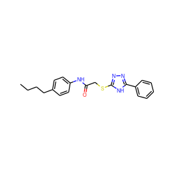 CCCCc1ccc(NC(=O)CSc2nnc(-c3ccccc3)[nH]2)cc1 ZINC000006178836