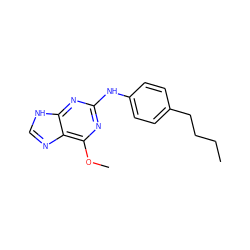 CCCCc1ccc(Nc2nc(OC)c3nc[nH]c3n2)cc1 ZINC000005114685