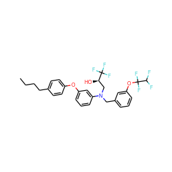 CCCCc1ccc(Oc2cccc(N(Cc3cccc(OC(F)(F)C(F)F)c3)C[C@@H](O)C(F)(F)F)c2)cc1 ZINC000028862659